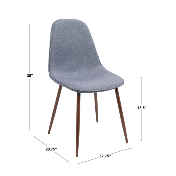 Pebble Dining/Accent Chair In Walnut And Blue Fabric, PK 2